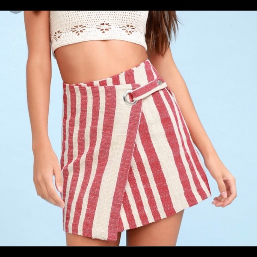 Free people red and white striped skirt